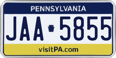PA license plate JAA5855