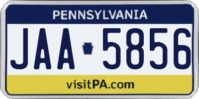 PA license plate JAA5856