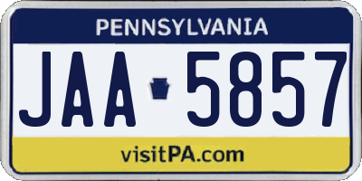 PA license plate JAA5857