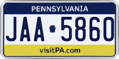 PA license plate JAA5860