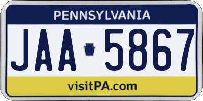 PA license plate JAA5867