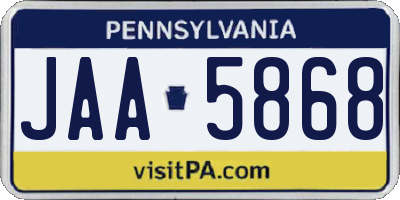 PA license plate JAA5868