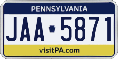 PA license plate JAA5871