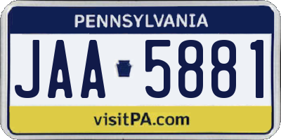 PA license plate JAA5881