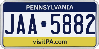 PA license plate JAA5882