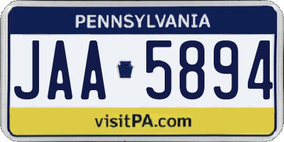 PA license plate JAA5894