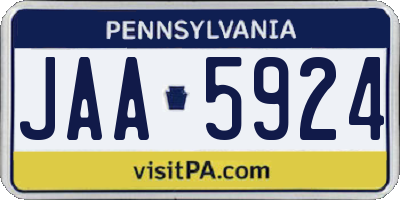 PA license plate JAA5924