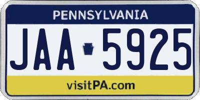 PA license plate JAA5925