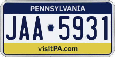 PA license plate JAA5931