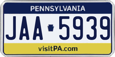 PA license plate JAA5939