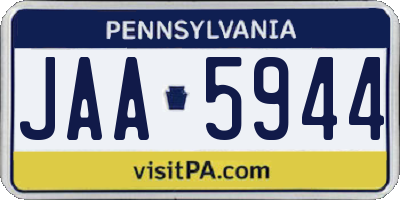 PA license plate JAA5944