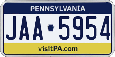 PA license plate JAA5954