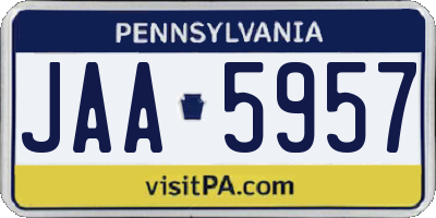PA license plate JAA5957