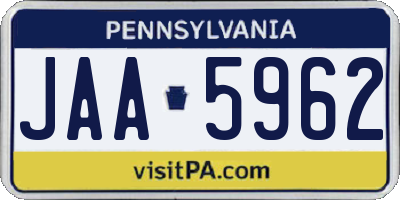 PA license plate JAA5962