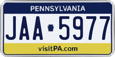 PA license plate JAA5977