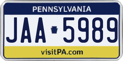 PA license plate JAA5989