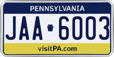 PA license plate JAA6003