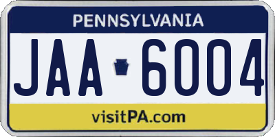 PA license plate JAA6004
