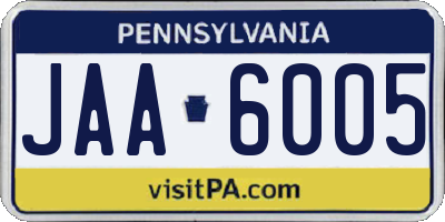 PA license plate JAA6005