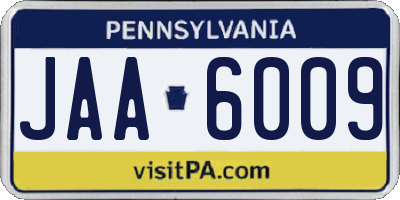 PA license plate JAA6009