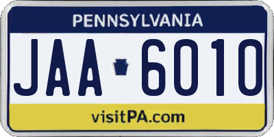 PA license plate JAA6010