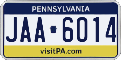 PA license plate JAA6014