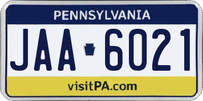 PA license plate JAA6021