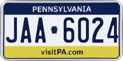 PA license plate JAA6024