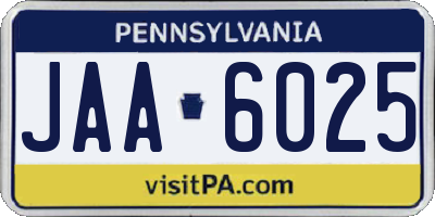 PA license plate JAA6025