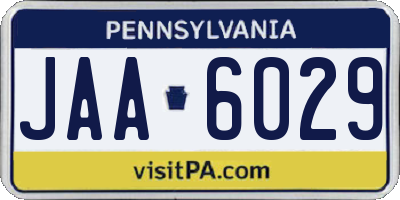 PA license plate JAA6029