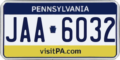 PA license plate JAA6032