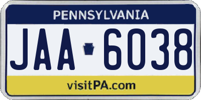 PA license plate JAA6038