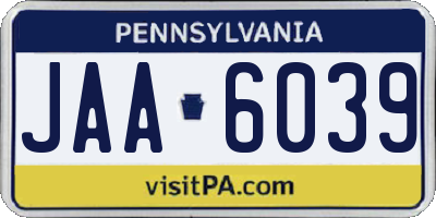 PA license plate JAA6039