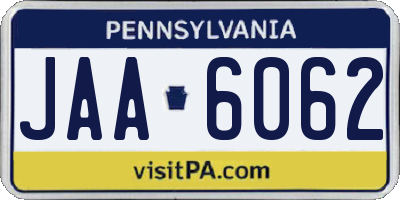 PA license plate JAA6062