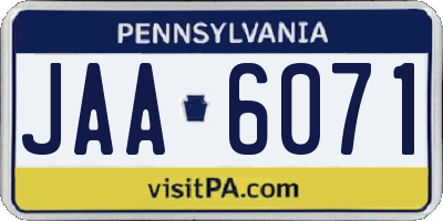 PA license plate JAA6071