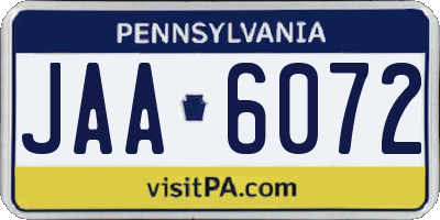 PA license plate JAA6072