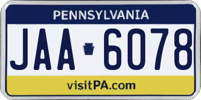 PA license plate JAA6078