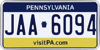 PA license plate JAA6094