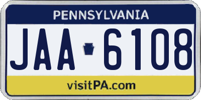 PA license plate JAA6108