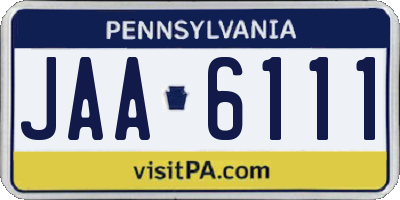 PA license plate JAA6111