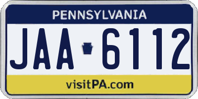 PA license plate JAA6112