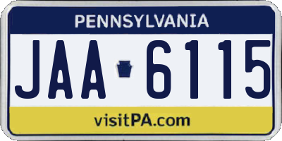 PA license plate JAA6115