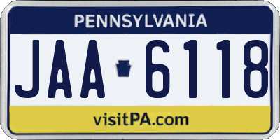 PA license plate JAA6118