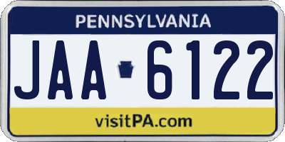 PA license plate JAA6122