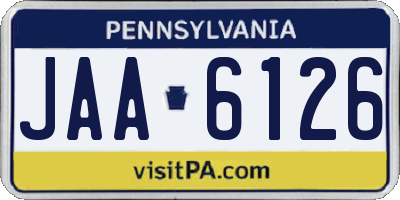 PA license plate JAA6126