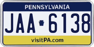 PA license plate JAA6138