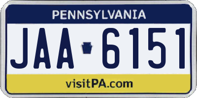 PA license plate JAA6151