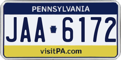 PA license plate JAA6172