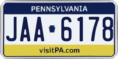 PA license plate JAA6178