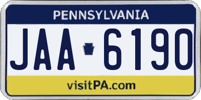 PA license plate JAA6190